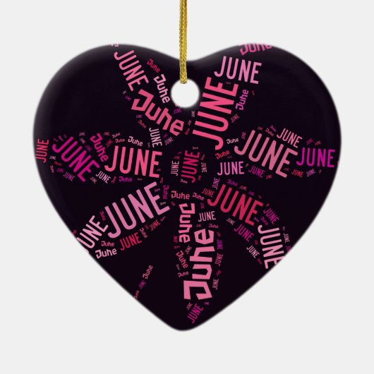Rosa Word Cloud Juni Blume Text Keramik Ornament (Hinten)