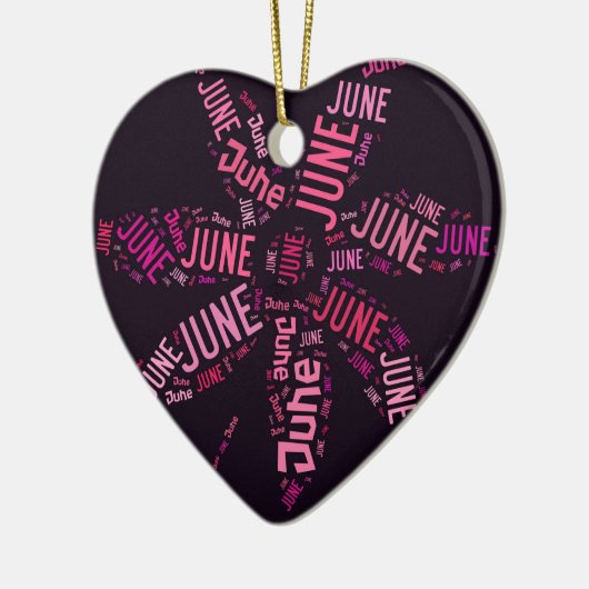 Rosa Word Cloud Juni Blume Text Keramik Ornament (Links)