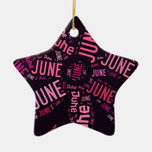 Rosa Word Cloud Juni Blume Text Keramik Ornament (Vorne)