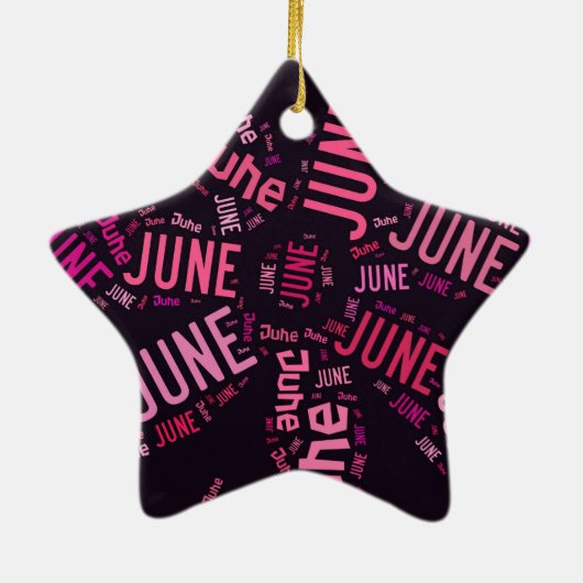 Rosa Word Cloud Juni Blume Text Keramik Ornament (Hinten)