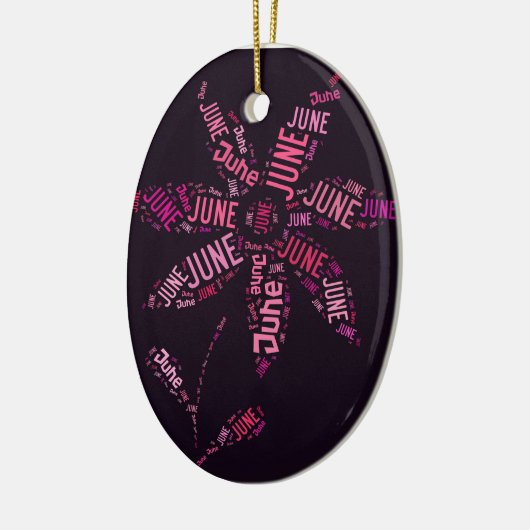 Rosa Word Cloud Juni Blume Text Keramikornament (Links)
