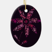 Rosa Word Cloud Juni Blume Text Keramikornament (Hinten)