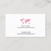 Rosa World Map Travel Agent (auf weißer Seite) Visitenkarte (Rückseite)