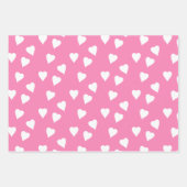 Rosa Wrapping mit weißen Herzen Geschenkpapier Set (Vorderseite 3)
