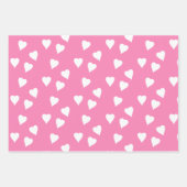Rosa Wrapping mit weißen Herzen Geschenkpapier Set (Vorderseite)