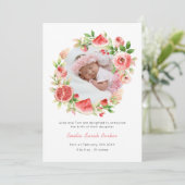 Rosa Wreath Watermelon | Elegante Blumengeburt Ankündigung (Stehend Vorderseite)