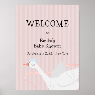 Rosa wunderliche Prinzessin Schwan Baby Shower Wil Poster