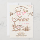 Rosa Wüste Wild West Western Girls Baby Dusche Einladung (Vorderseite)