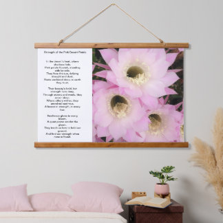 Rosa Wüstenblütenblätter Wandteppich Mit Holzrahmen