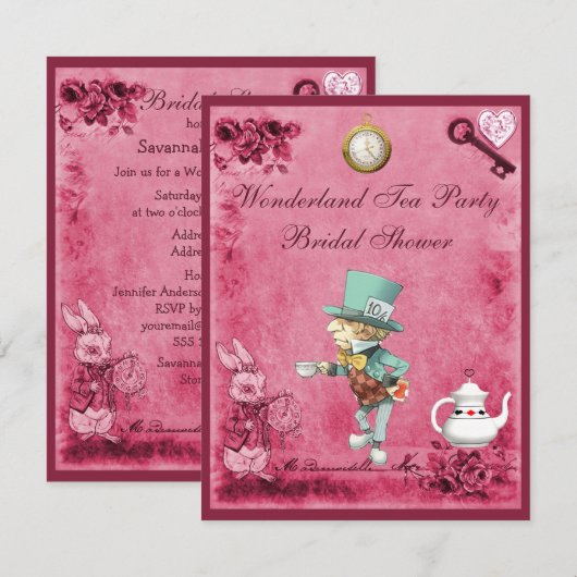 Rosa wütendes einladung (Vorne/Hinten)