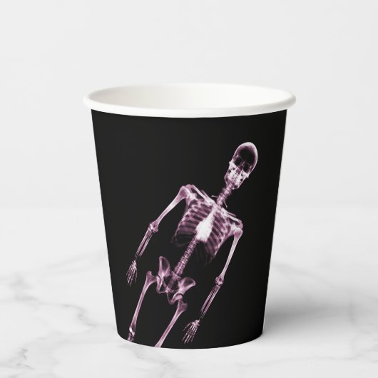 Rosa X-Ray Skelett Pappbecher (Rückseite)