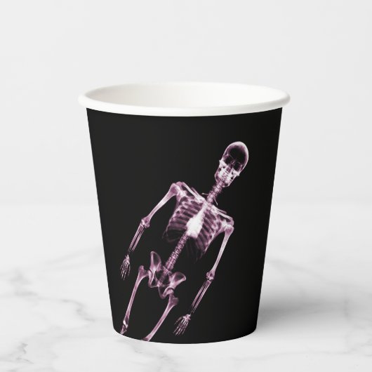 Rosa X-Ray Skelett Pappbecher (Vorderseite)