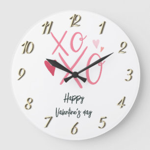 Rosa "XOXO"Herzen Frohen Valentinstag Große Wanduhr