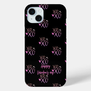 Rosa "XOXO" Herzen Frohen Valentinstag Schwarz Case-Mate iPhone Hülle