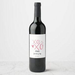 Rosa "XOXO"Herzen Frohen Valentinstag Weinetikett