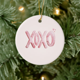 Rosa XOXO Herzen Liebe Weihnachten Keramik Ornament