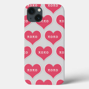 Rosa XOXO-Herzen mit veränderbarem Farbhintergrund Case-Mate iPhone Hülle