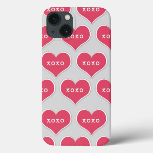 Rosa XOXO-Herzen mit veränderbarem Farbhintergrund Case-Mate iPhone Hülle (Rückseite)