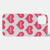 Rosa XOXO-Herzen mit veränderbarem Farbhintergrund Case-Mate iPhone Hülle (Rückseite (Horizontal))