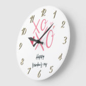 Rosa "XOXO" Herzlich Willkommen am Valentinstag Große Wanduhr (Winkel)