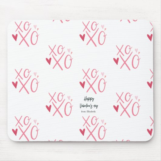 Rosa "XOXO" Herzlich Willkommen am Valentinstag Mousepad (Vorne)