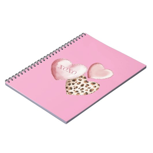 Rosa XOXO Leopard Druckerhitze Notizblock (Linke Seite)