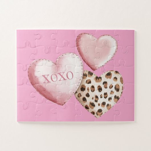 Rosa XOXO Leopard Druckerhitze Puzzle (Horizontal)