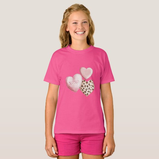 Rosa XOXO Leopard Druckerhitze T-Shirt (Vorne ganz)