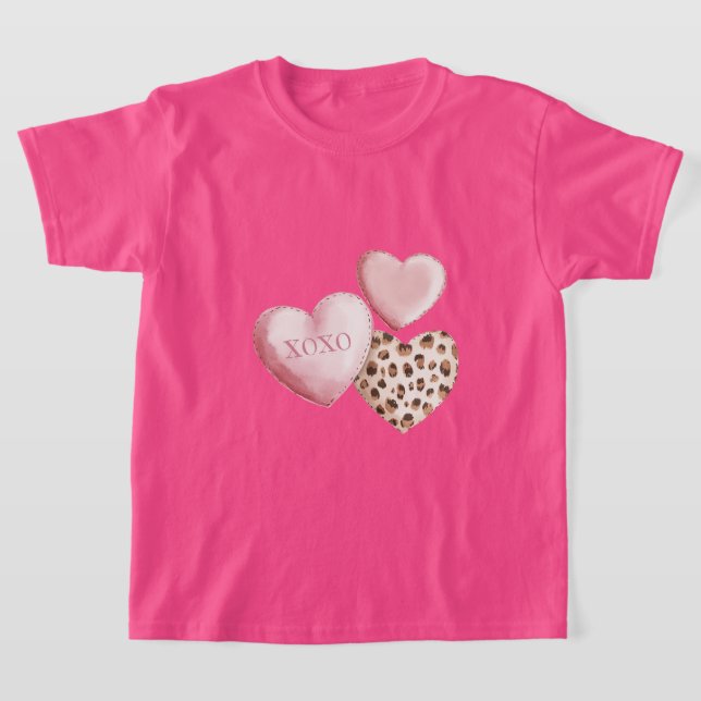 Rosa XOXO Leopard Druckerhitze T-Shirt (Ablage )