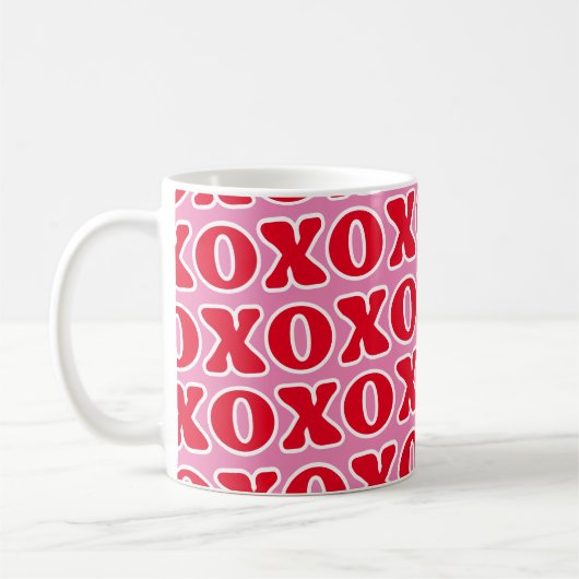 rosa XOXO-Muster Kaffeetasse (Links)