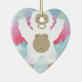 Rosa Yeti Keramik Ornament (Rechts)