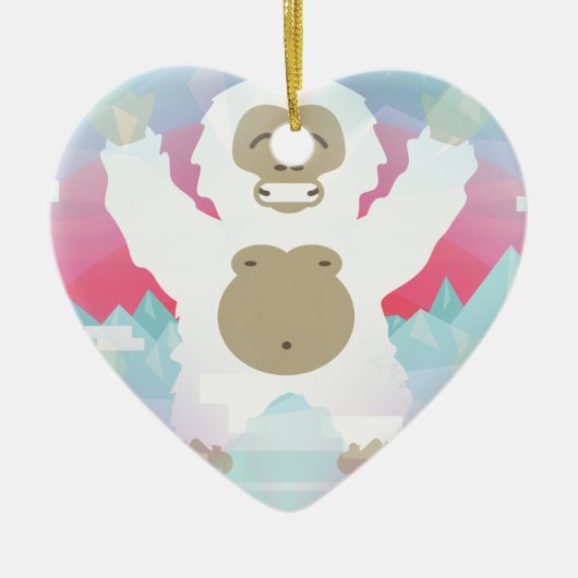 Rosa Yeti Keramik Ornament (Vorne)