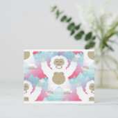 Rosa Yeti Postkarte (Stehend Vorderseite)
