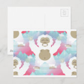 Rosa Yeti Postkarte (Vorne/Hinten)