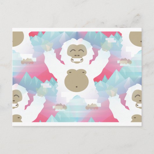 Rosa Yeti Postkarte (Vorderseite)