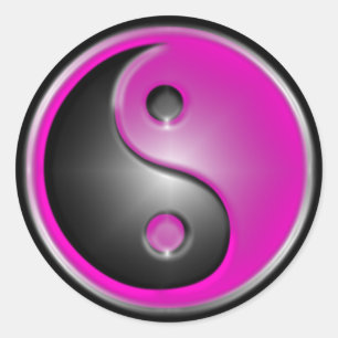 Rosa Yin u. Yang Runder Aufkleber