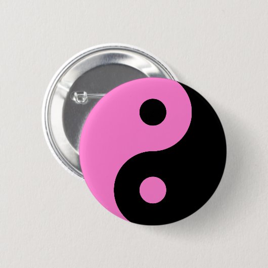 Rosa Yin Yang Symbol Button (Vorne & Hinten)