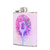 Rosa Yoga-Baum-Frau in den Pastellfarben Flachmann (Links)