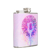 Rosa Yoga-Baum-Frau in den Pastellfarben Flachmann (Rechts)