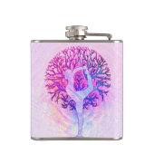 Rosa Yoga-Baum-Frau in den Pastellfarben Flachmann (Rückseite)