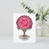 Rosa Yoga Om Tree of Life Postkarte (Stehend Vorderseite)