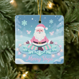 Rosa Yoga-Weihnachtsmann-Meditation Weihnachten Keramikornament