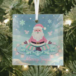 Rosa Yoga-Weihnachtsmann-Meditations-Weihnachten Ornament Aus Glas