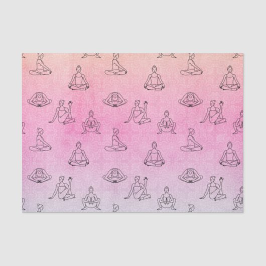 rosa Yogapositionen (Design 75 Pink Serie) Seidenpapier (Vorderseite)