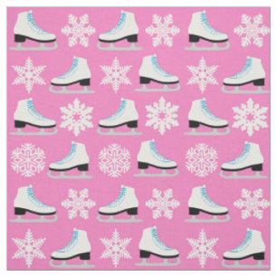 Rosa Zahl Skate und Schneeflocke-Weihnachten Stoff