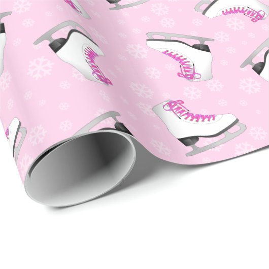 Rosa Zahl Skaten-Muster Geschenkpapier (Rolleneckpunkt)