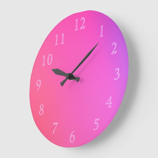Rosa Zahlen auf Rosa Große Wanduhr (Winkel)
