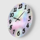 Rosa Zahlen Unicorn Glitzer Holograph Schwarz Große Wanduhr (Winkel)