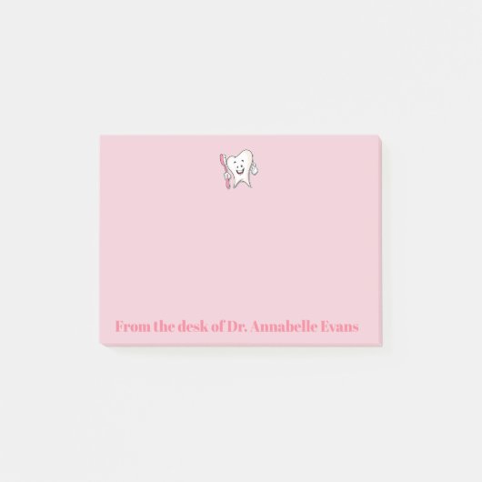 Rosa Zahn und Bürste Post-it Klebezettel (Vorderseite)