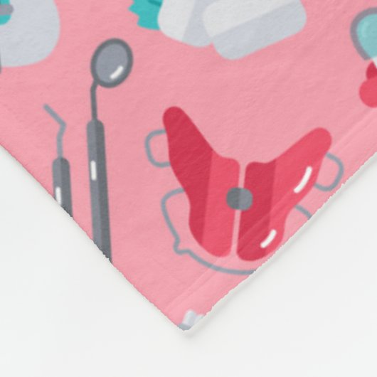 Rosa zahnmedizinisches Muster Fleecedecke (Ecke)